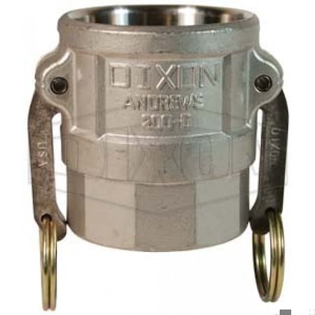 Dixon Type D Cam and Groove Coupler, 1-1/2 in Nominal, Female Coupler x FNPT End Style, 316 SS, Domestic 150-D-SS
